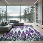 Purple Wisteria and Lupine Botanical Composition Rug