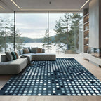 Modern Blue Gradient Polka Dot Rug