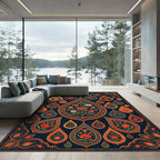 Midnight Floral Paisley Teardrop Arrangement Rug