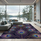 Opulent Peacock Feather Fan Statement Rug