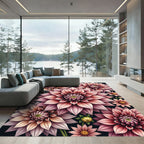 Elegant Mauve Dahlia Blossom Composition Rug