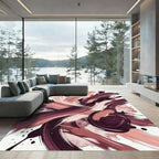 Abstract Wine and Rose Brushstroke Rug