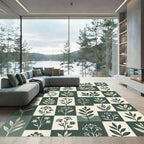 Sage and Ivory Botanical Grid Check Rug