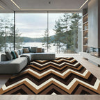 Earthy Geometric Chevron Stripes Rug