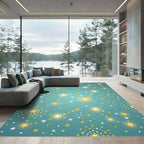 Golden Starburst Turquoise Celestial Rug