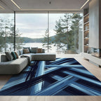 Indigo Abstract Brush Stroke Rug