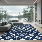 Navy Nautical Scottish Terrier Plaid Rug