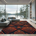 Bold Rust Orange Tribal Diamond Art Rug