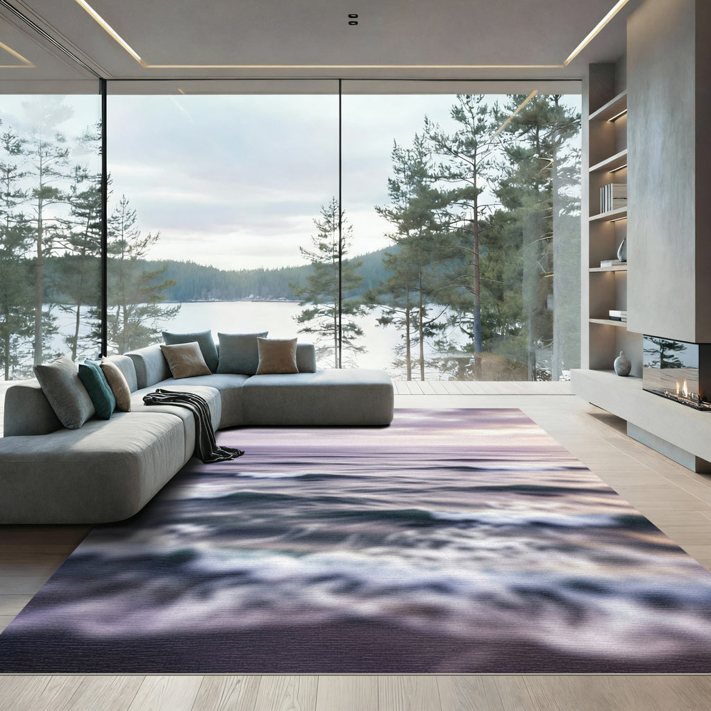 Dreamy Ethereal Lavender Ocean Wave Rug