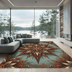 Ornate Burnt Orange Starburst Medallion Rug