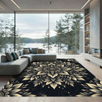 Elegant Monochrome Floral Mandala Medallion Rug