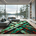 Distressed Aqua Orange Weave Rug