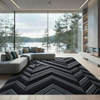 Monochrome Geometric Angular Chevron Shadow Rug