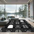 Monochromatic Dark Arches Medallion Window Rug