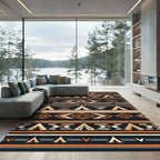 Southwestern Earthy Geometric Teepee Striped Rug