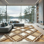 Ochre Brown Lattice Arabesque Rug
