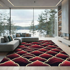 Rich Crimson Scalloped Arch Rug