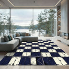 Monochrome Checkered Grid Block Art Rug