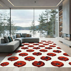 Red Poppy Floral Repeat Rug