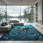 Mystical Silver Octopus Undersea Abyss Rug