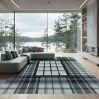 Sophisticated Charcoal and Slate Plaid Rug