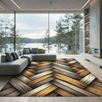 Woven Wood Herringbone Neutral Tones Rug