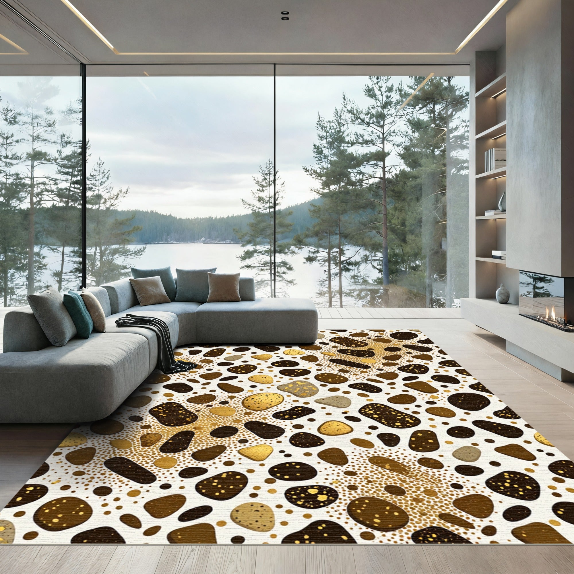 Golden Speckled Pebble Scatter Rug