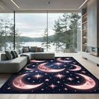 Pink Cosmic Crescent Moon Stars Rug