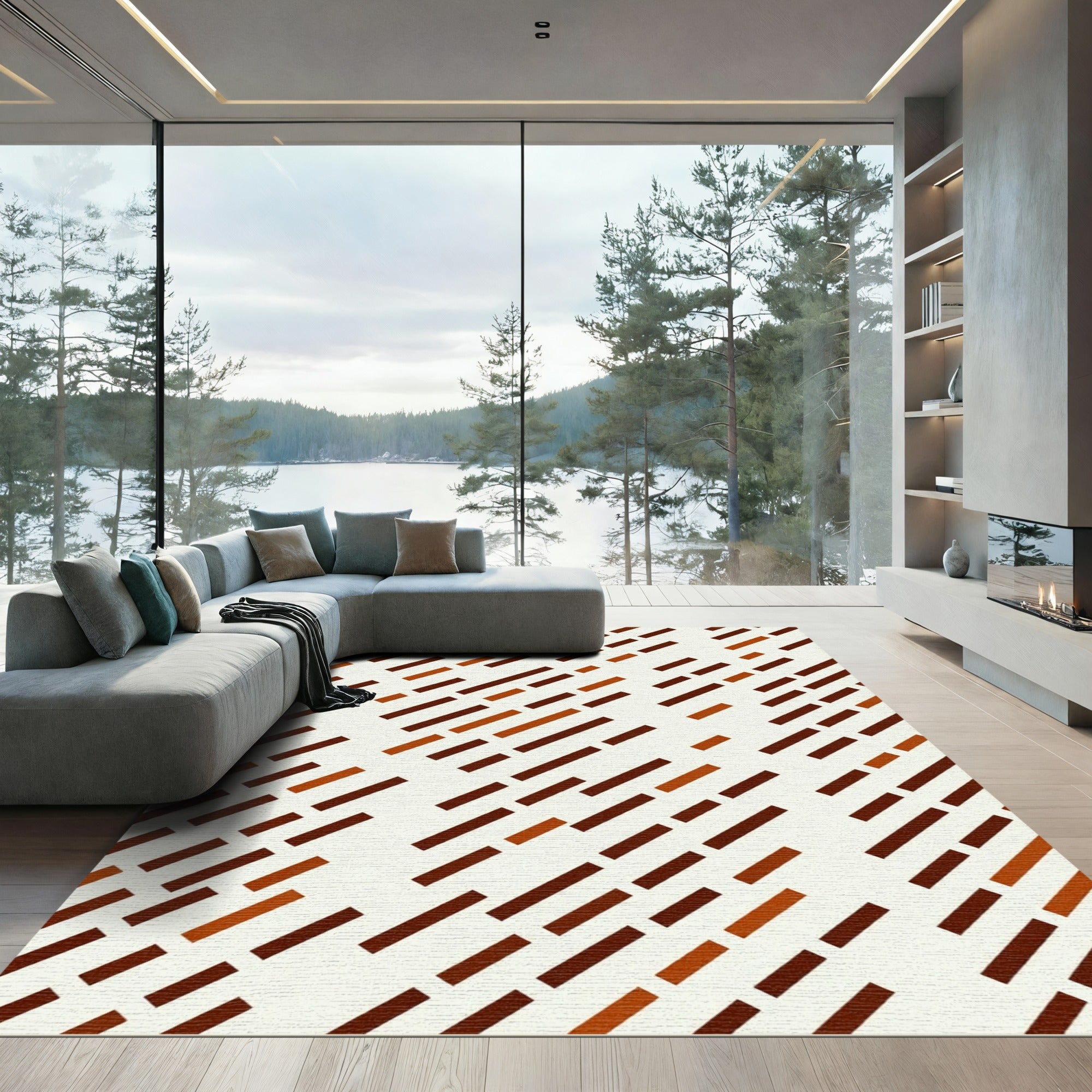 Earthy Tones Diagonal Dash Rug