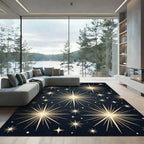 Golden Celestial Starry Night Sky Rug