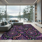 Lush Paisley Peacock Feather Garden Rug