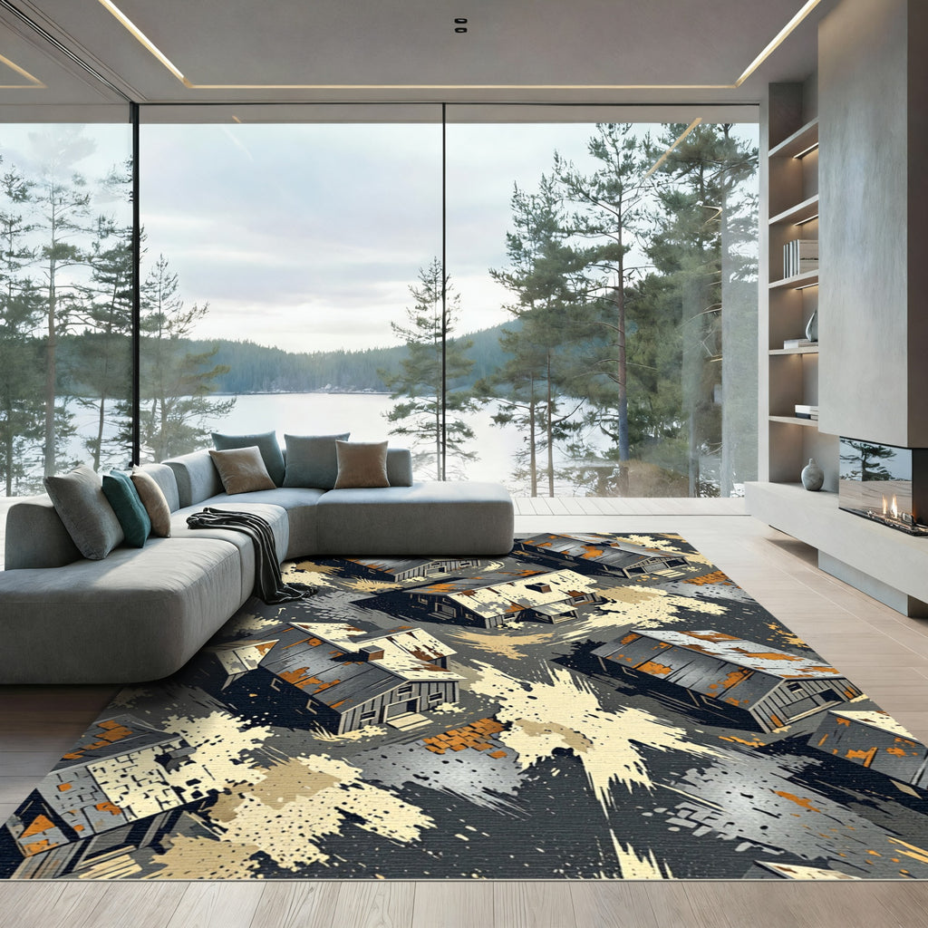 Rustic Abandoned Barnyard Landscape Rug