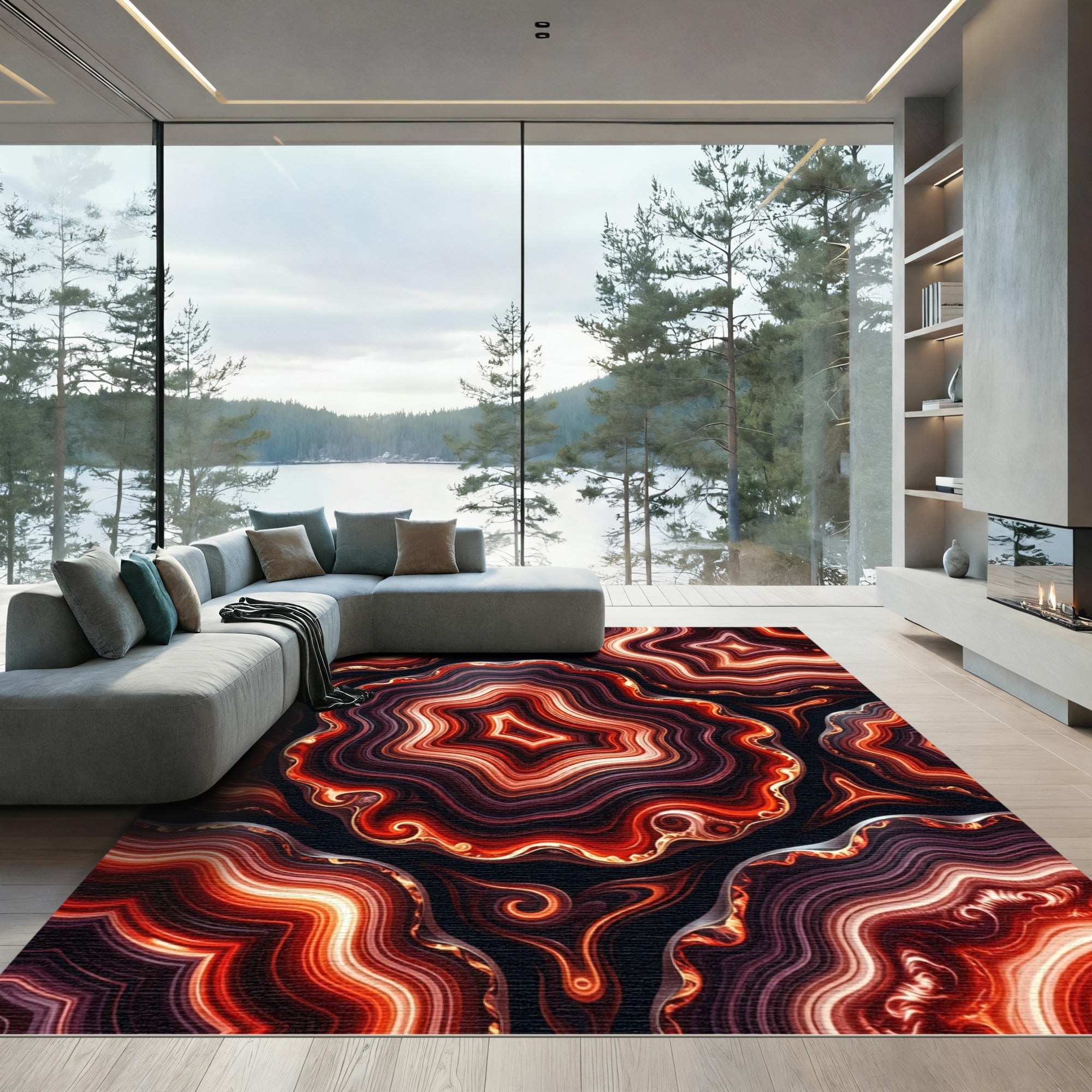 Fiery Agate Geode Slice Rug