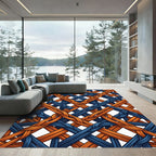 Interwoven Navy and Amber Braided Grid Rug