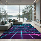 Neon Synthwave Grid Corridor Rug