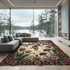 Vintage Floral Branch and Bloom Art Rug