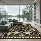 Neoclassical Gold Crown Laurel Palm Rug