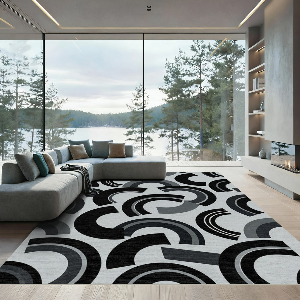 Mid-Century Modern Arc Composition Rug