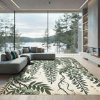 Cream Green Wisteria Floral Garland Rug