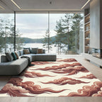 Ethereal Terracotta Cloud and Feather Art Rug