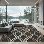Modern Interwoven Neutral Wavy Ribbon Rug