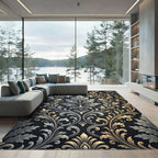 Baroque Gold Silver Leaf Scroll Rug