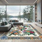 Floral Bouquet Intertwined Border Tapestry Rug