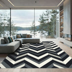 Monochrome Geometric Chevron Zigzag Art Rug