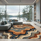 Earthy Stone Swirl Inlay Rug