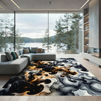 Black Amber Swirl Liquid Art Rug