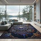 Ethereal Violet Lotus Celestial Mandala Rug