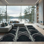 Midnight Celestial Archway Floral Inlay Rug
