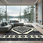 Monochrome Geometric Tribal Diamond Art Rug