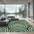 Emerald Art Deco Geometric Tunnel Arch Rug